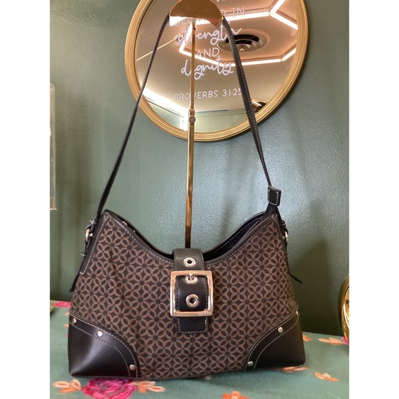 Relic Handbags - Relic Y2K Hobo Bag Brown Monogrammed Canvas Leather Trim Silver Buckle